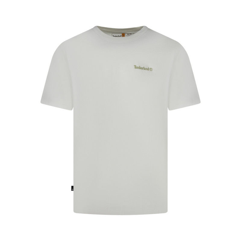 T-shirt en coton écru imprimé avec une coupe droite et un col rond, TIMBERLAND