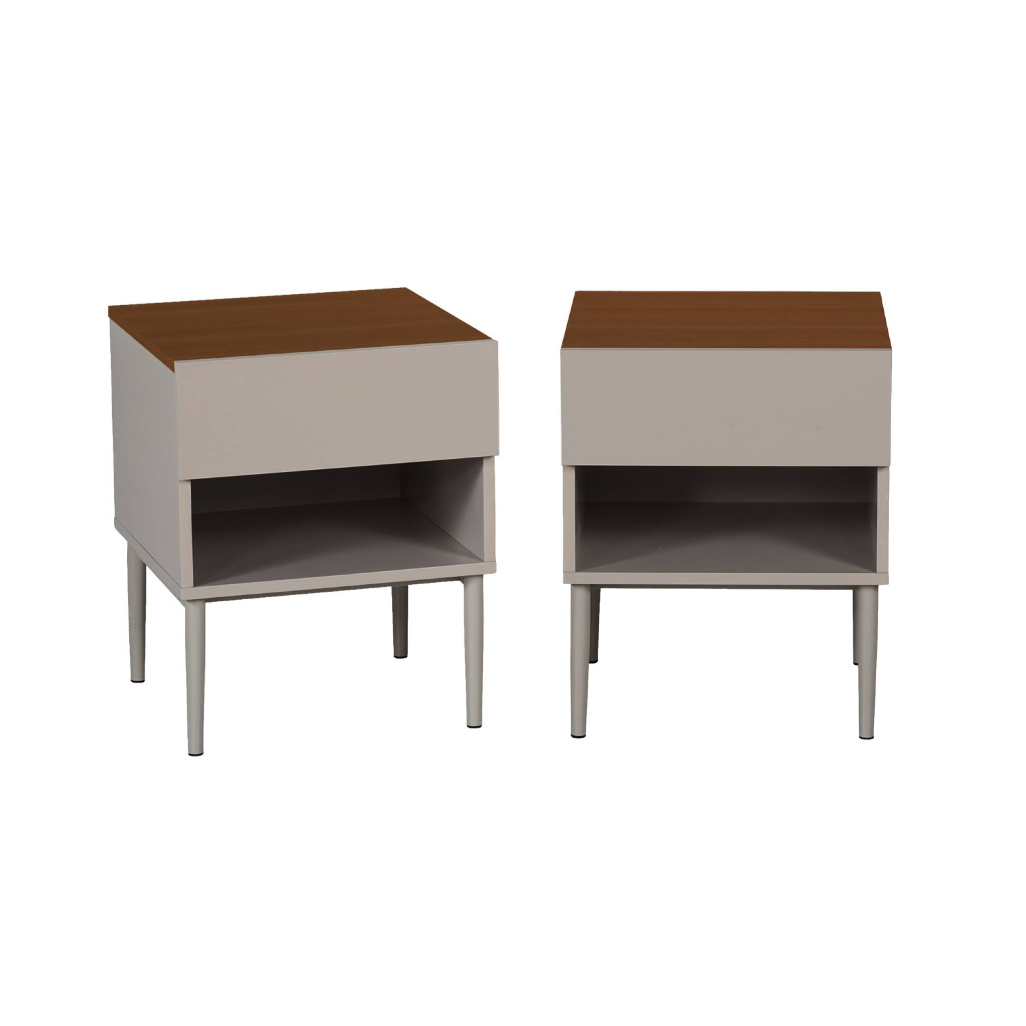 Table de chevet décor bois piétement métal 1 tiroir 1 niche (lot de 2) ASHTON, SWEEEK