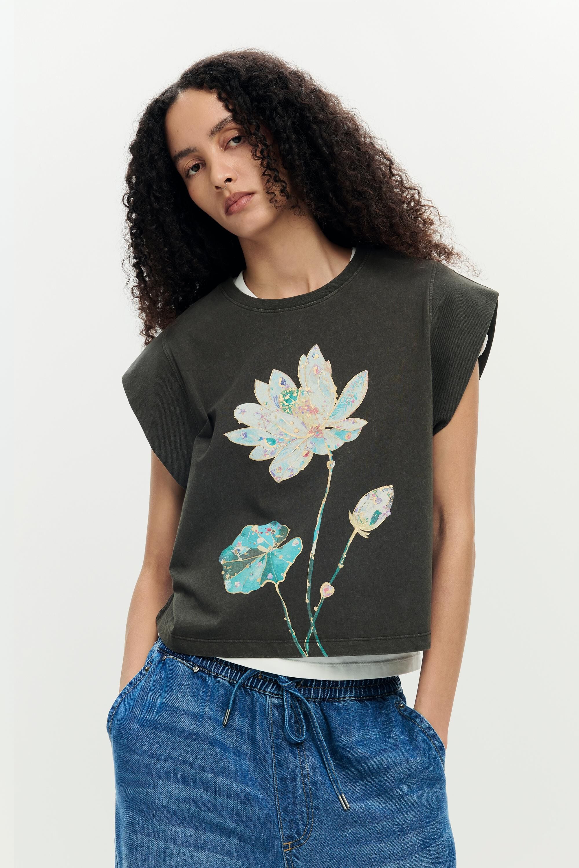 T-shirt imprimé 100 % coton, DESIGUAL