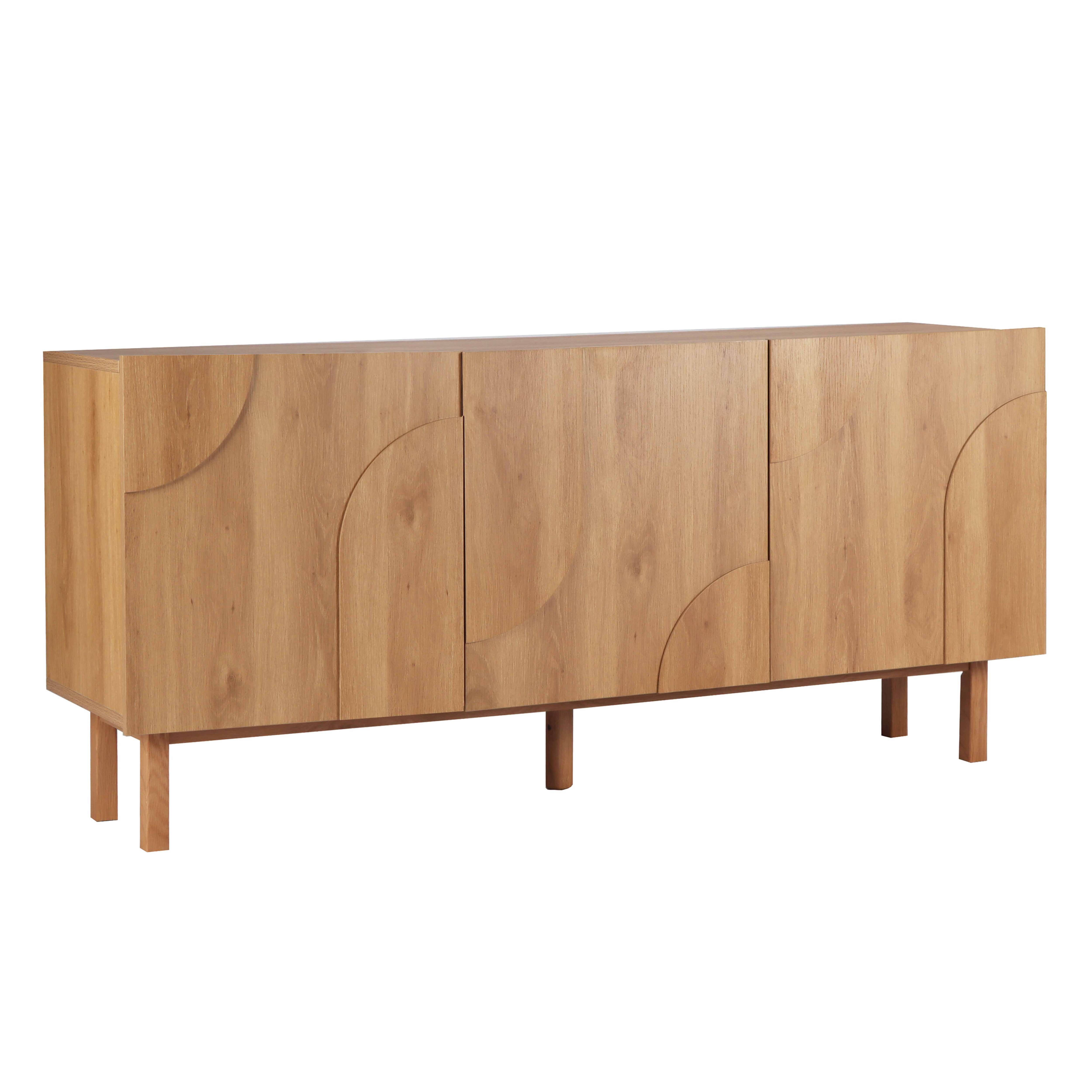Buffet scandinave effet bois 3 portes 160 cm, THEA, OVIALA