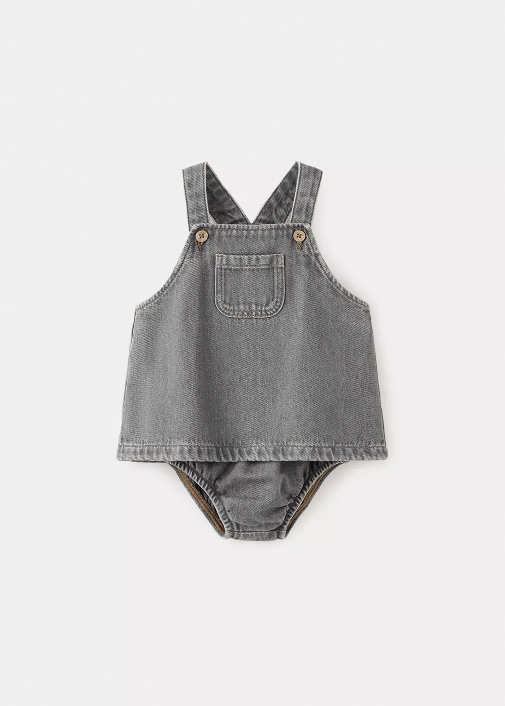 Robe et barboteuse en jean, MANGO BABY