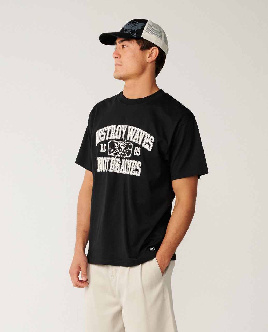 T-shirt Loose Disorder Destroy WAVES, RIP CURL