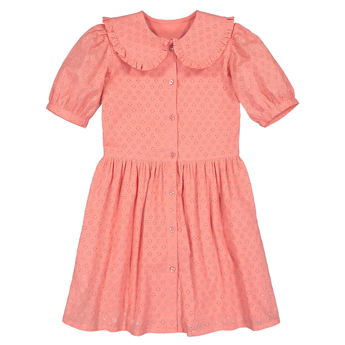 Age 4 yrs New La Redoute abcd R Powder Pink Cotton Swishy Dress Gold detail 