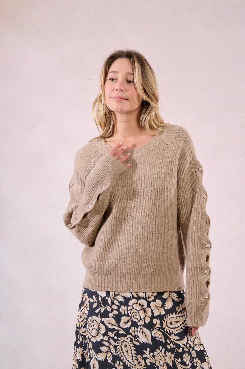 Jumper with Buttoned Sleeves, MOLLY BRACKEN