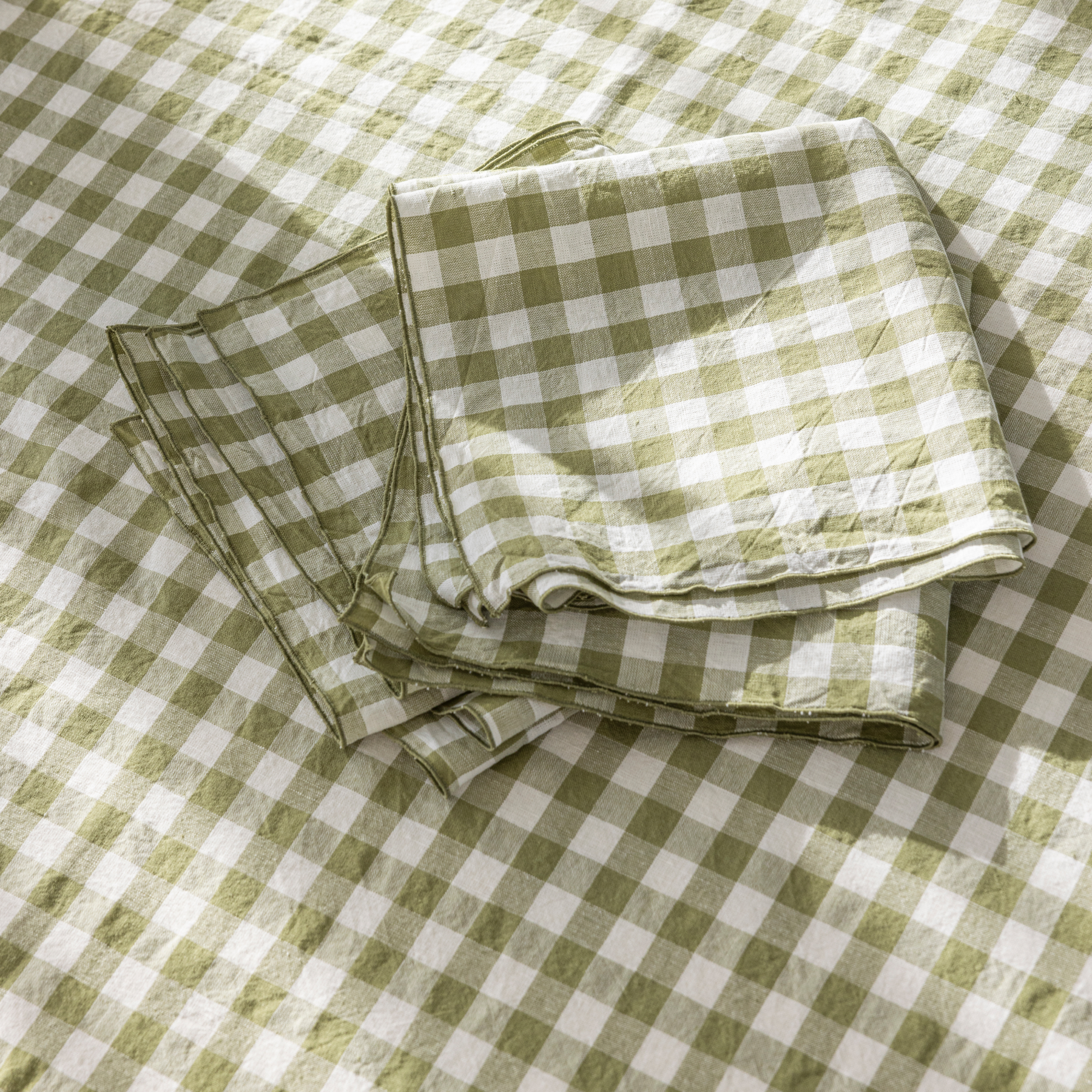 Serviette de table en chanvre et coton mélangés, PASSION VICHY, BLANC CERISE