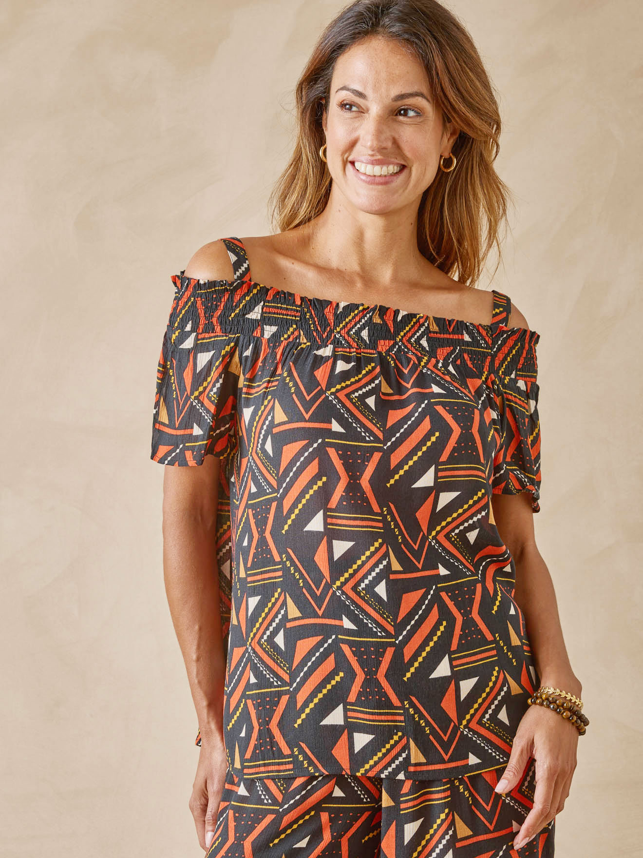 Blouse smockée en crêpe, DAXON
