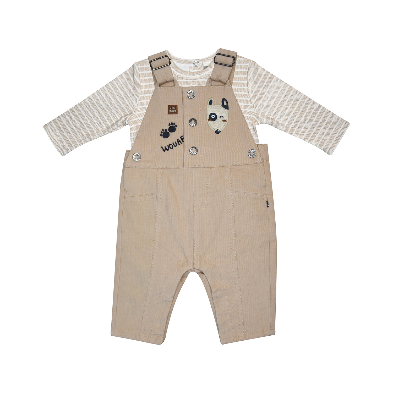 Tee shirt salopette ivy velours cotele long bebe, SUCRE D'ORGE