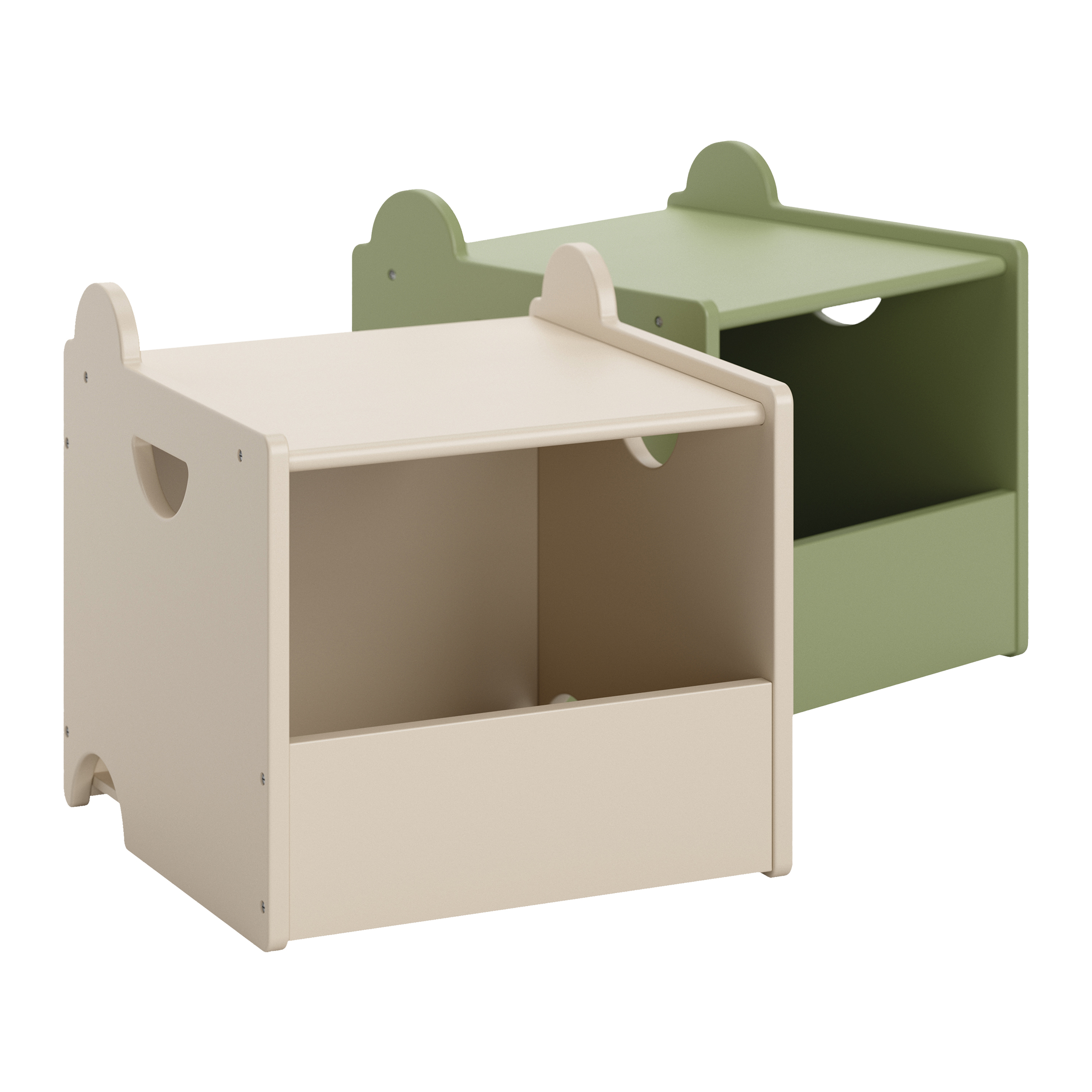 ENSEMBLE DE 2 CAISSES DE RANGEMENT EN BOIS «ARC-EN-CIEL» ELLIPSE, PETITE AMELIE