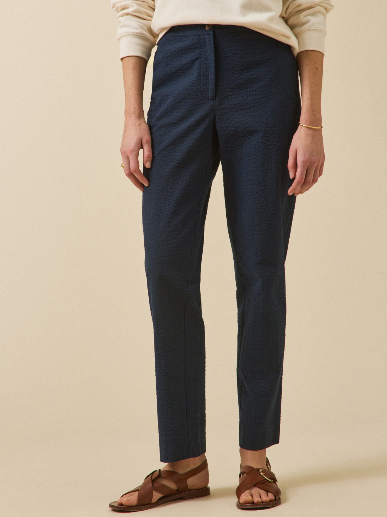 Pantalon cigarette seersucker Julie, CYRILLUS