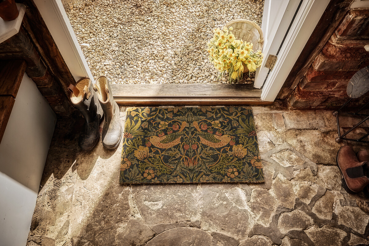 Strawberry Thief Navy Printed Coir Doormat, MORRIS & CO.