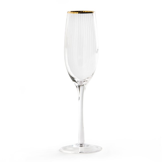 Set of 4 Lurik Ribbed Glass Champagne Flutes, transparent, LA REDOUTE INTERIEURS