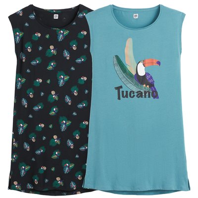 Pack of 2 Nightshirts in Toucan Print Cotton LA REDOUTE COLLECTIONS