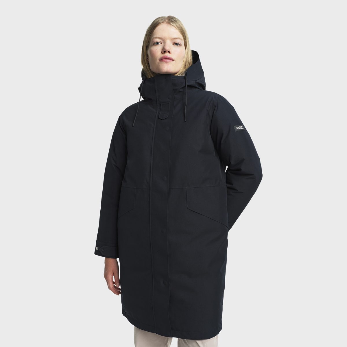 Parka longue capuche fixe fermeture zippée, mi-saison, AIGLE