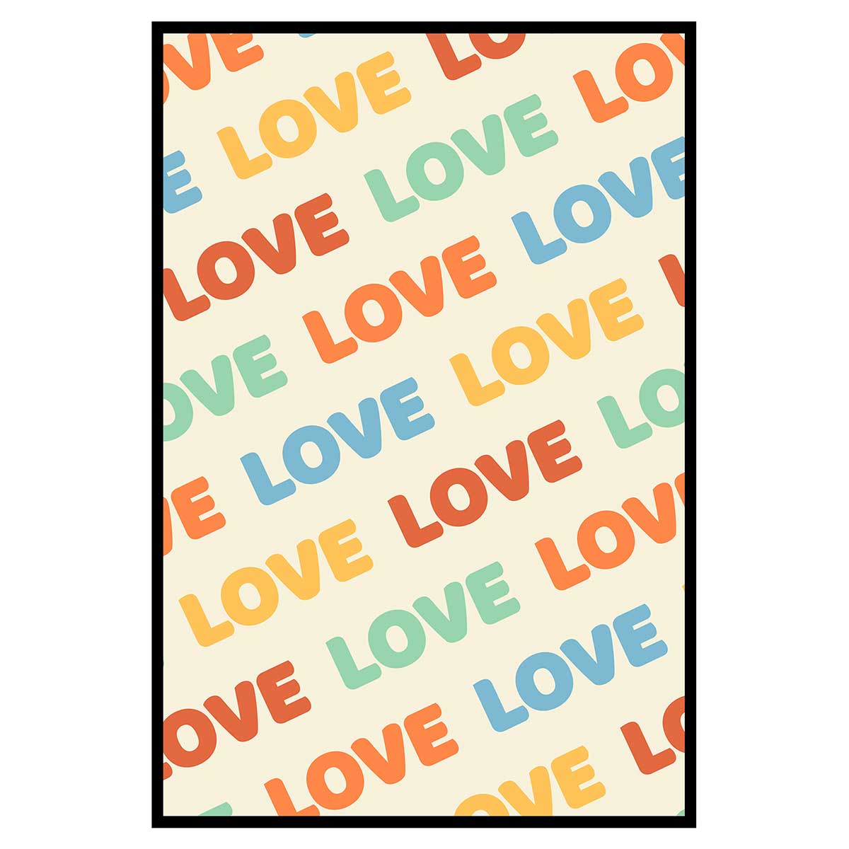 Affiche encadrée typographie LOVE colorée, HEXOA
