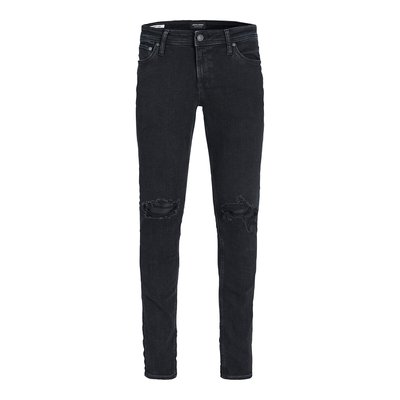 Liam Ripped Stretch Skinny Jeans in Mid Rise JACK & JONES