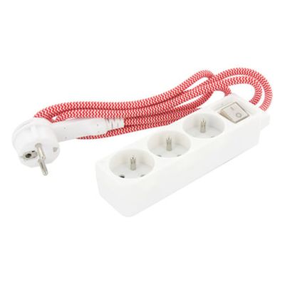 Bloc multiprise 3 x 16a câble rouge et blanc 1.5 m coloris unique