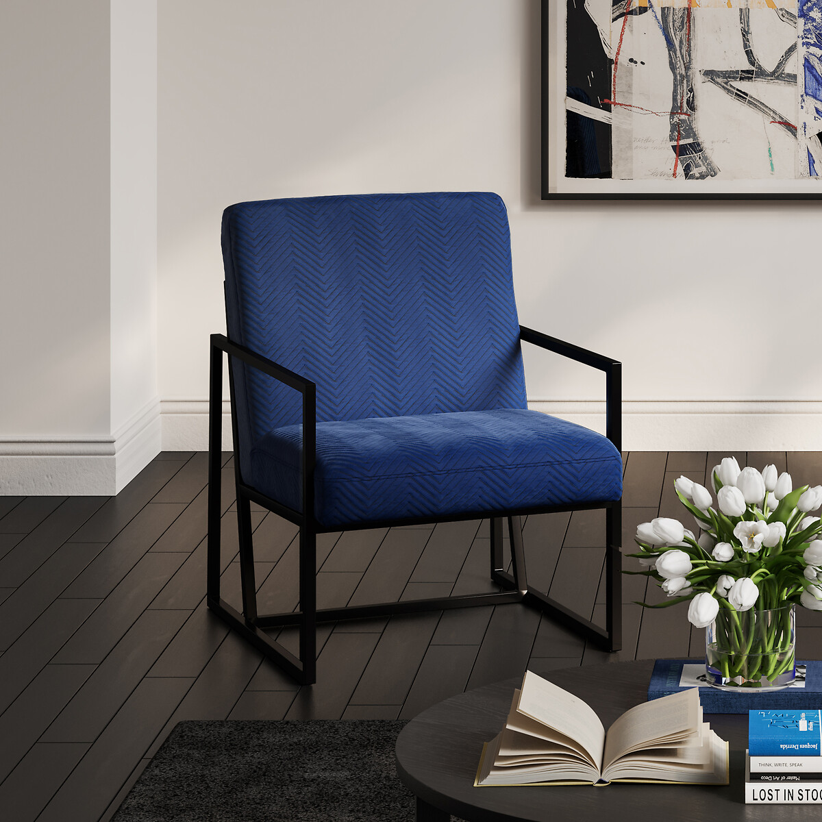 Fiorella Chevron Velvet Armchair, SO'HOME