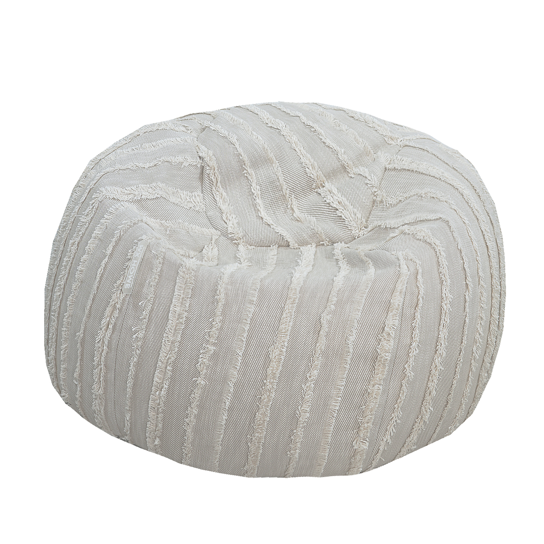 Pouf en coton gris a frange, déhoussable, MX HOME