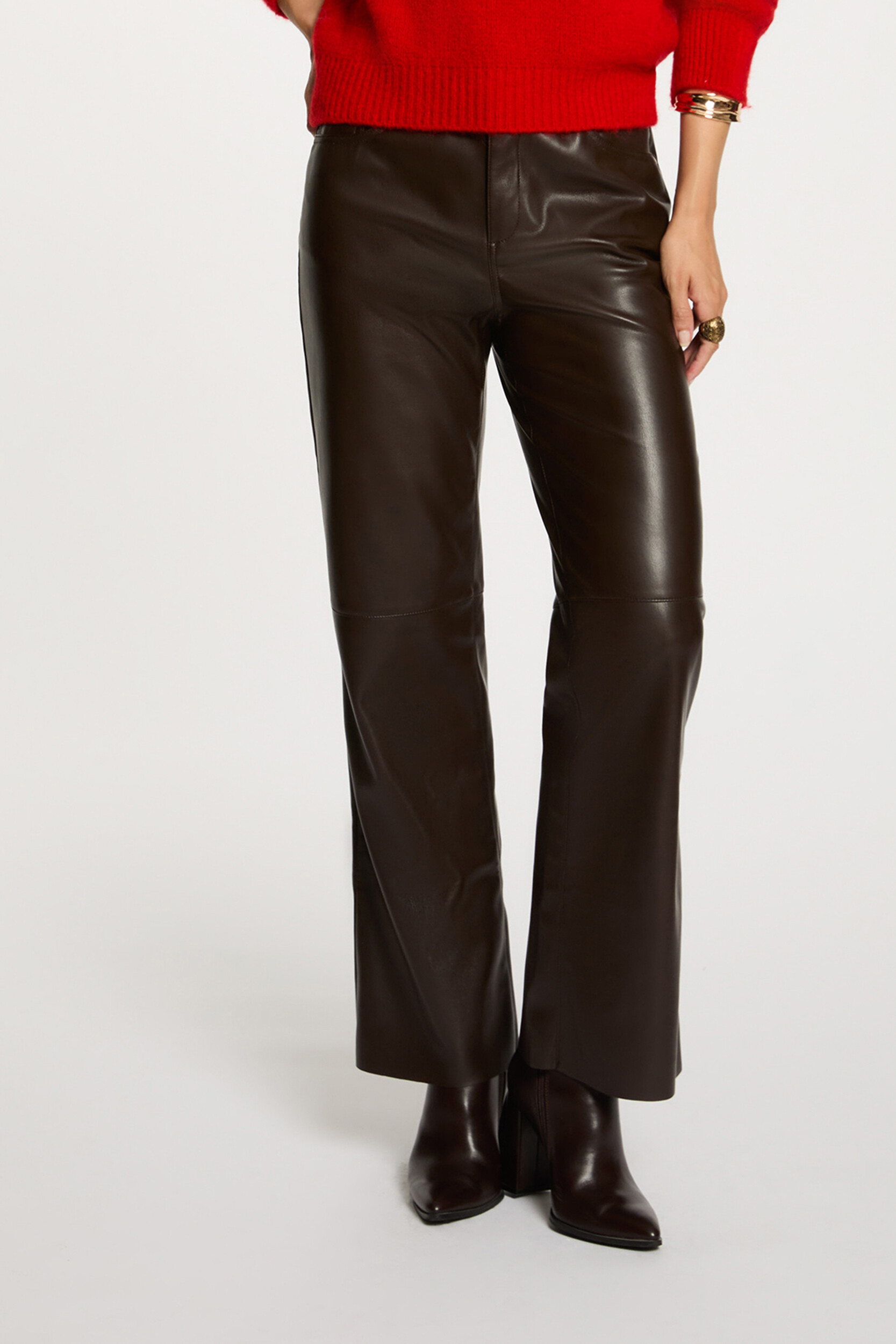 Pantalon bootcut similicuir, MORGAN