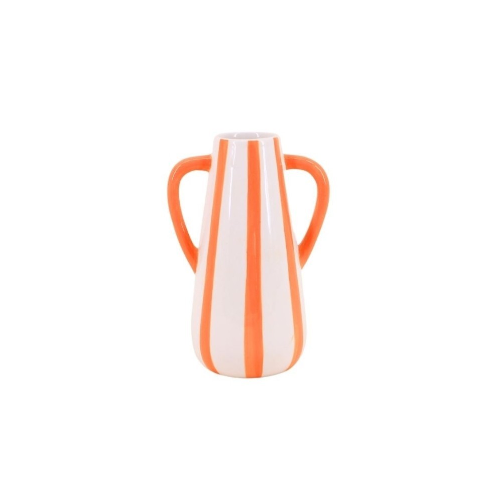 Vase en céramique rayé, 2 anses, H18cm, ORNAMI