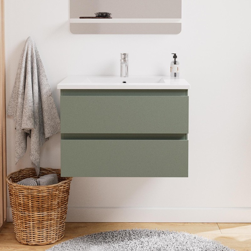 Ensemble simple vasque 60cm avec plan céramique et robinet chromé SORRENTO, MOB IN