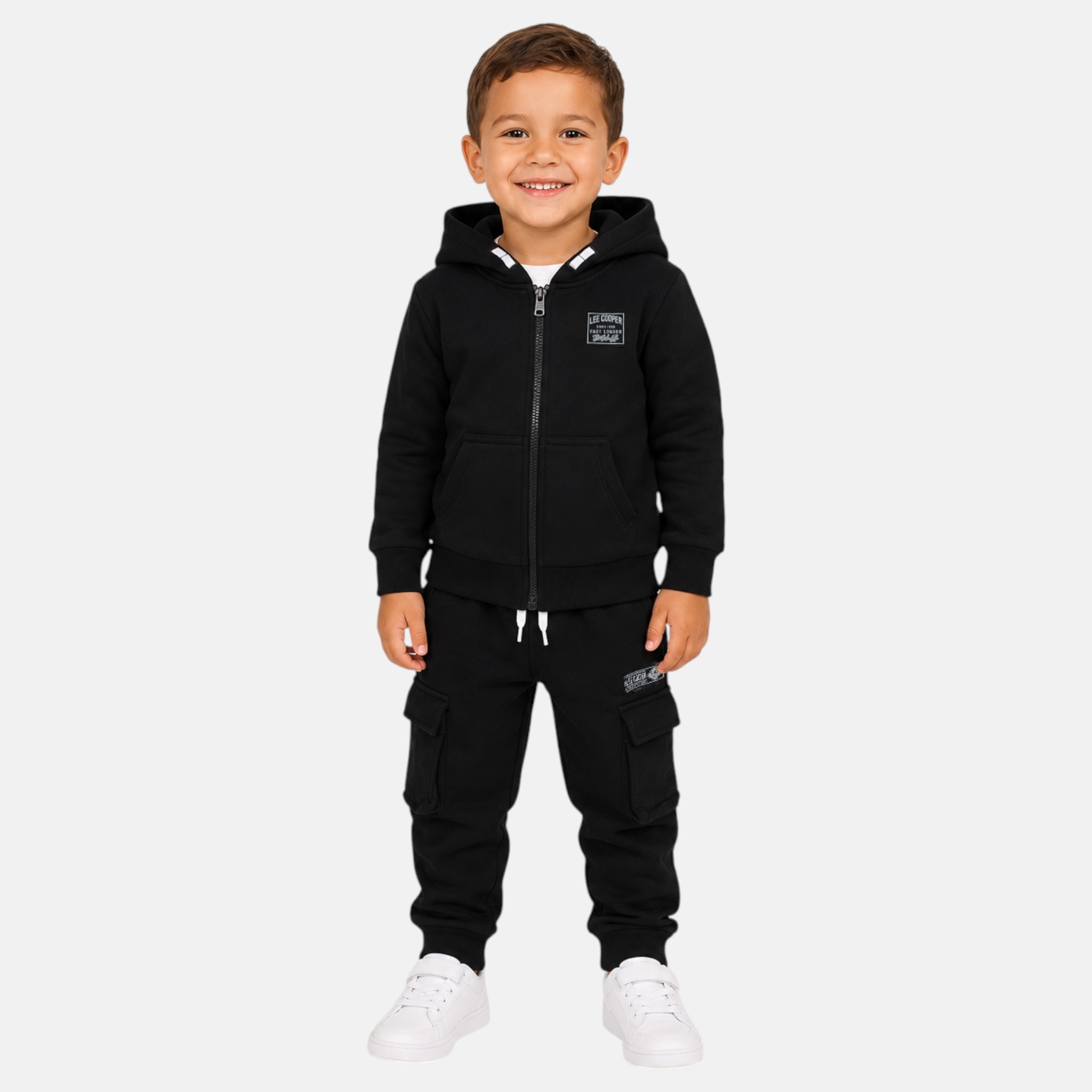 Ensemble veste zippée à capuche et pantalon de jogging cargo, poche kangourou CREW, LEE COOPER