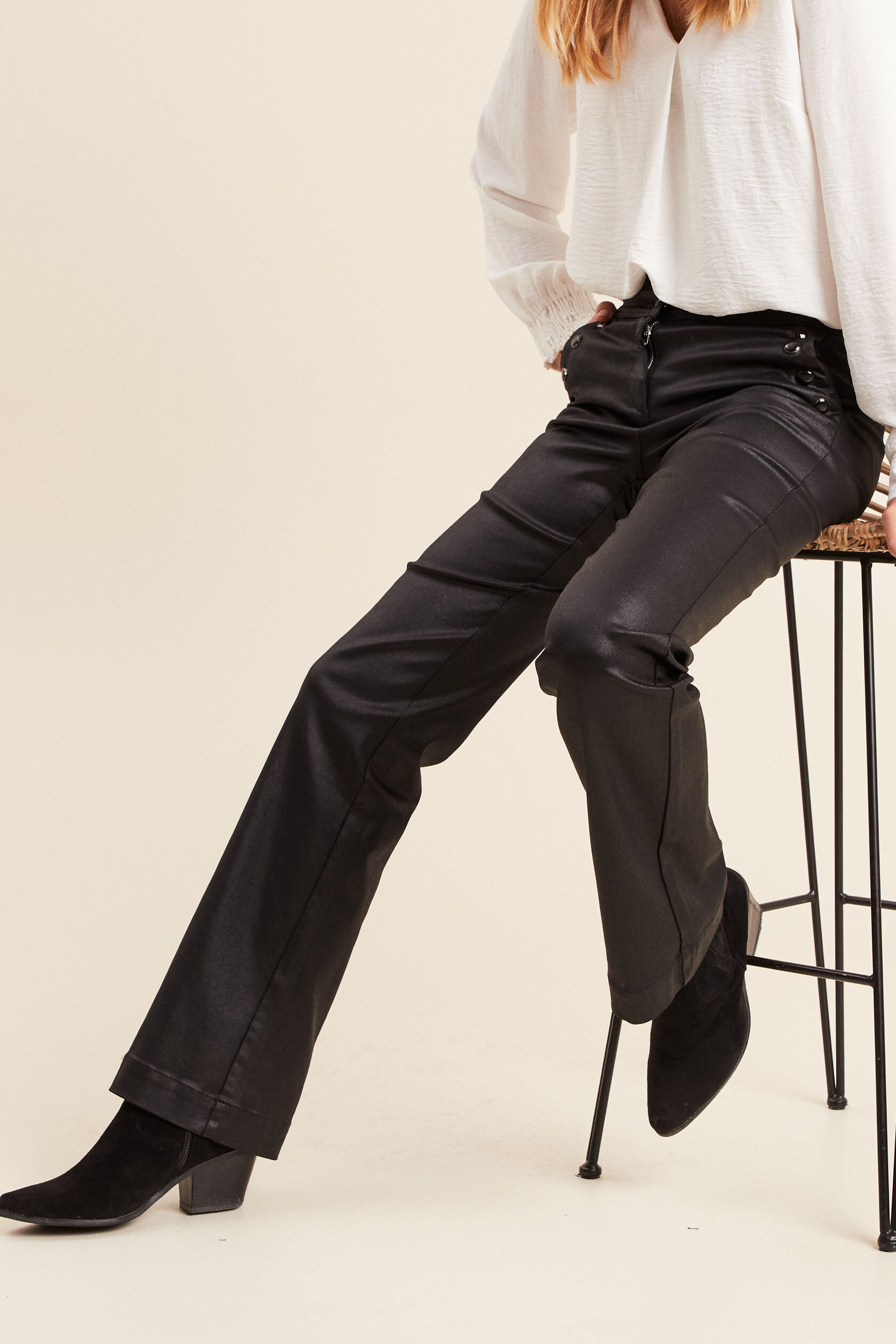 Pantalon bootcut enduit taille haute, BREAL