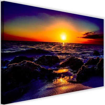 Tableau coucher de soleil au bord de la mer 4 RECOLLECTION