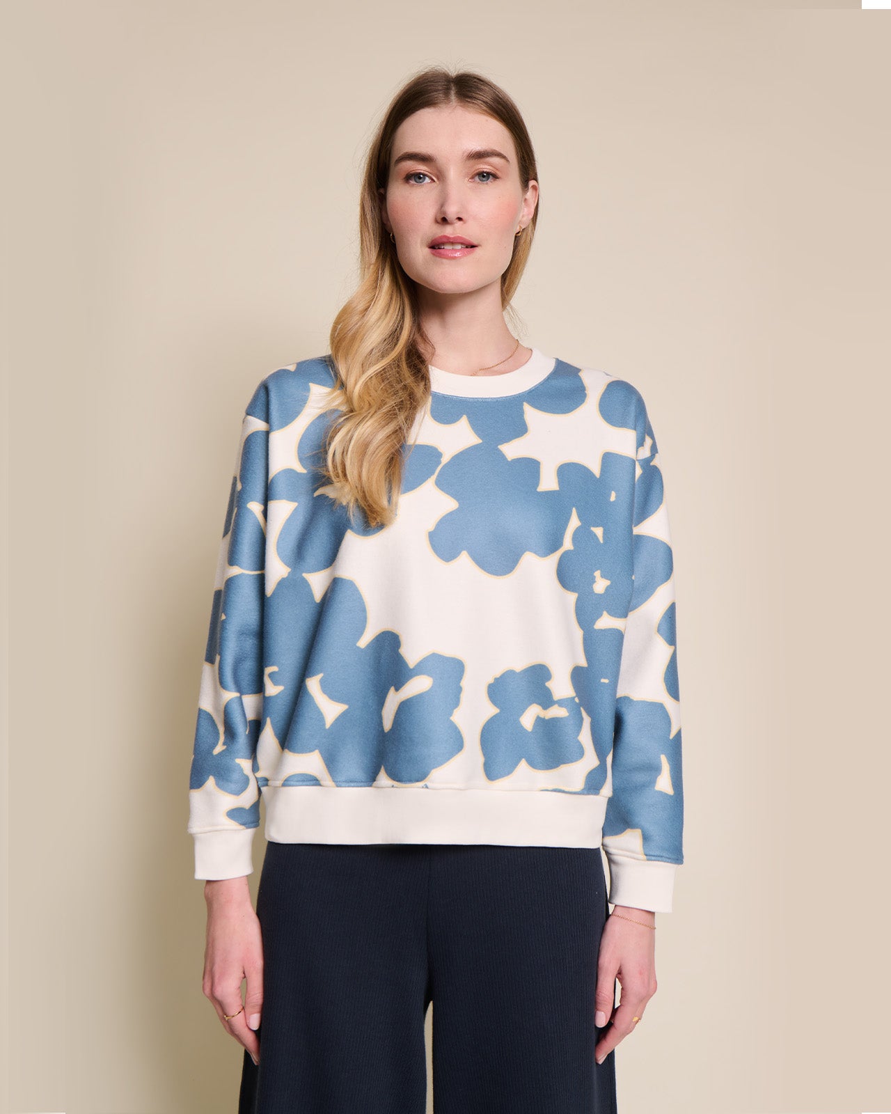 Sweat en polaire recyclée imprimée, FLEURS DU LAC, EMOI EMOI