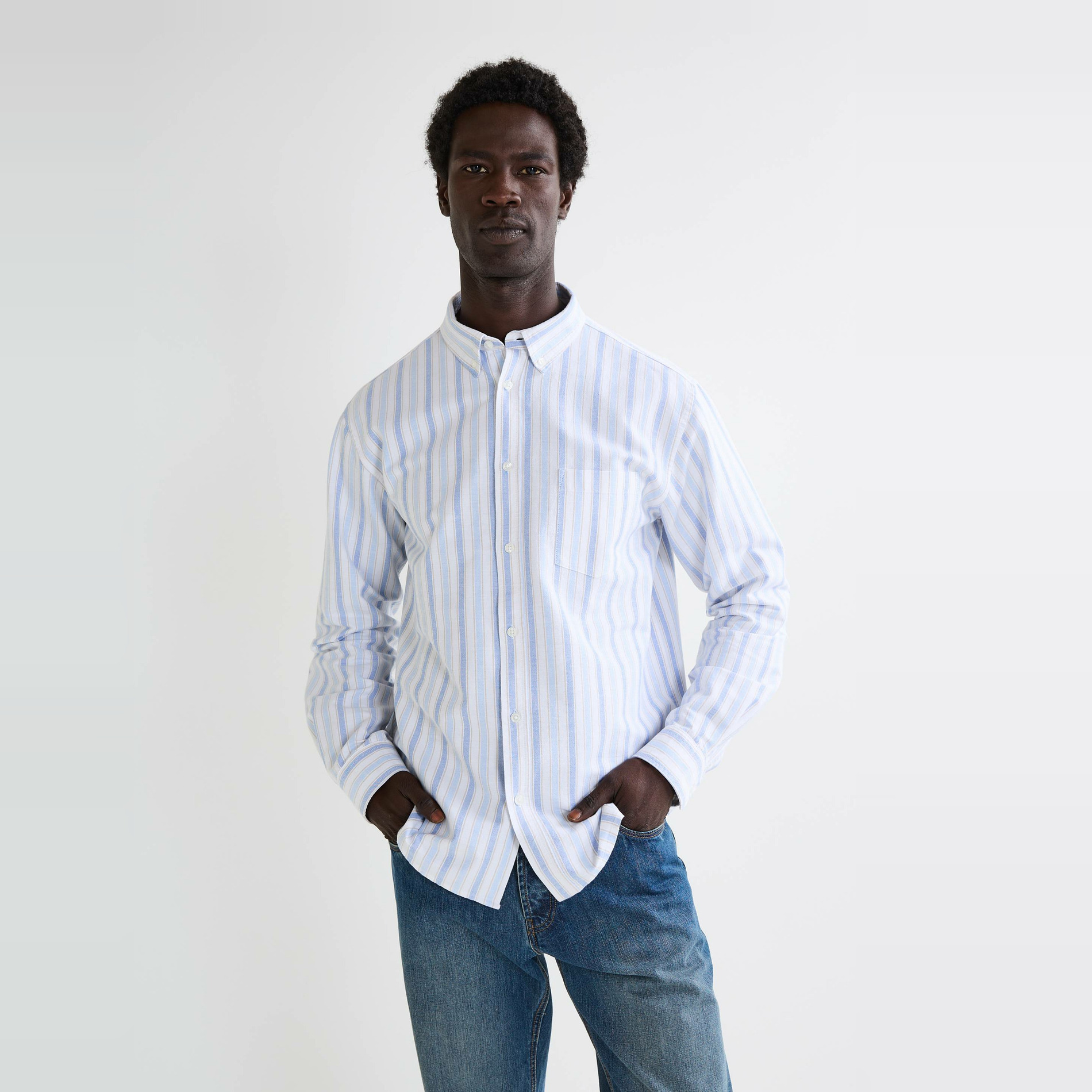 Chemise oxford rayée en coton BIO GOTS, MONOPRIX