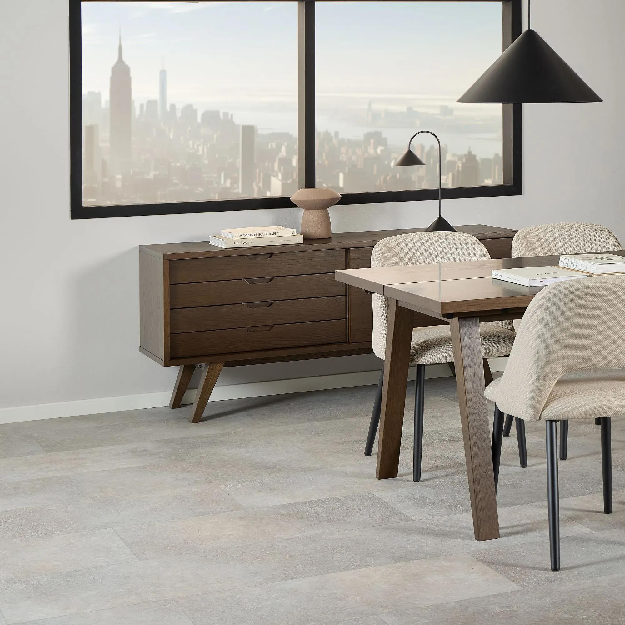 Buffet bas scandinave en chêne fumé 4 tiroirs 1 porte L160 - ALISIA, HELLIN, DEPUIS 1862