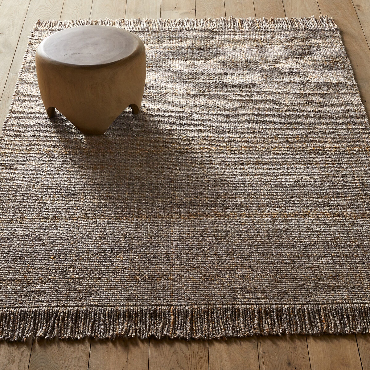 Tapis Rectangulaire En Toile De Jute Tressée À La Main Avec Ligne