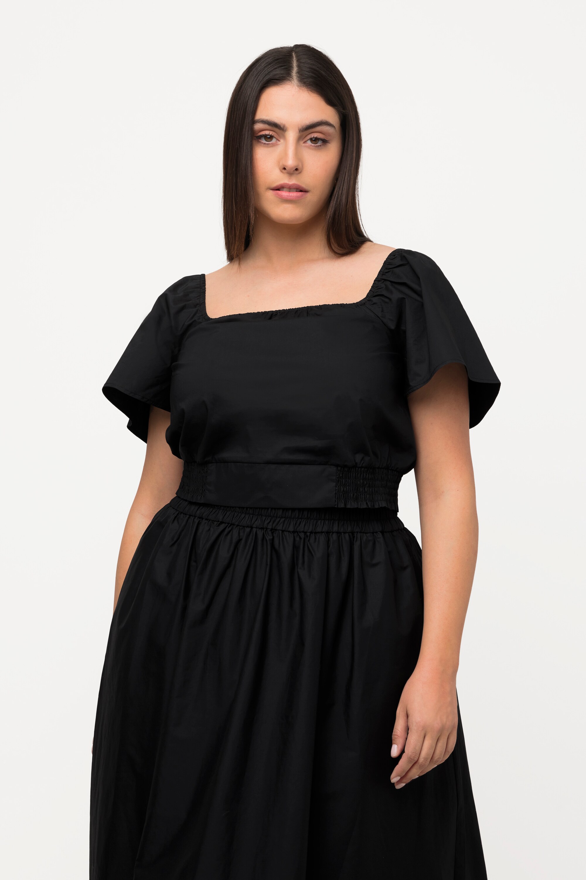Blouse courte à manches courtes et encolure, ULLA POPKEN