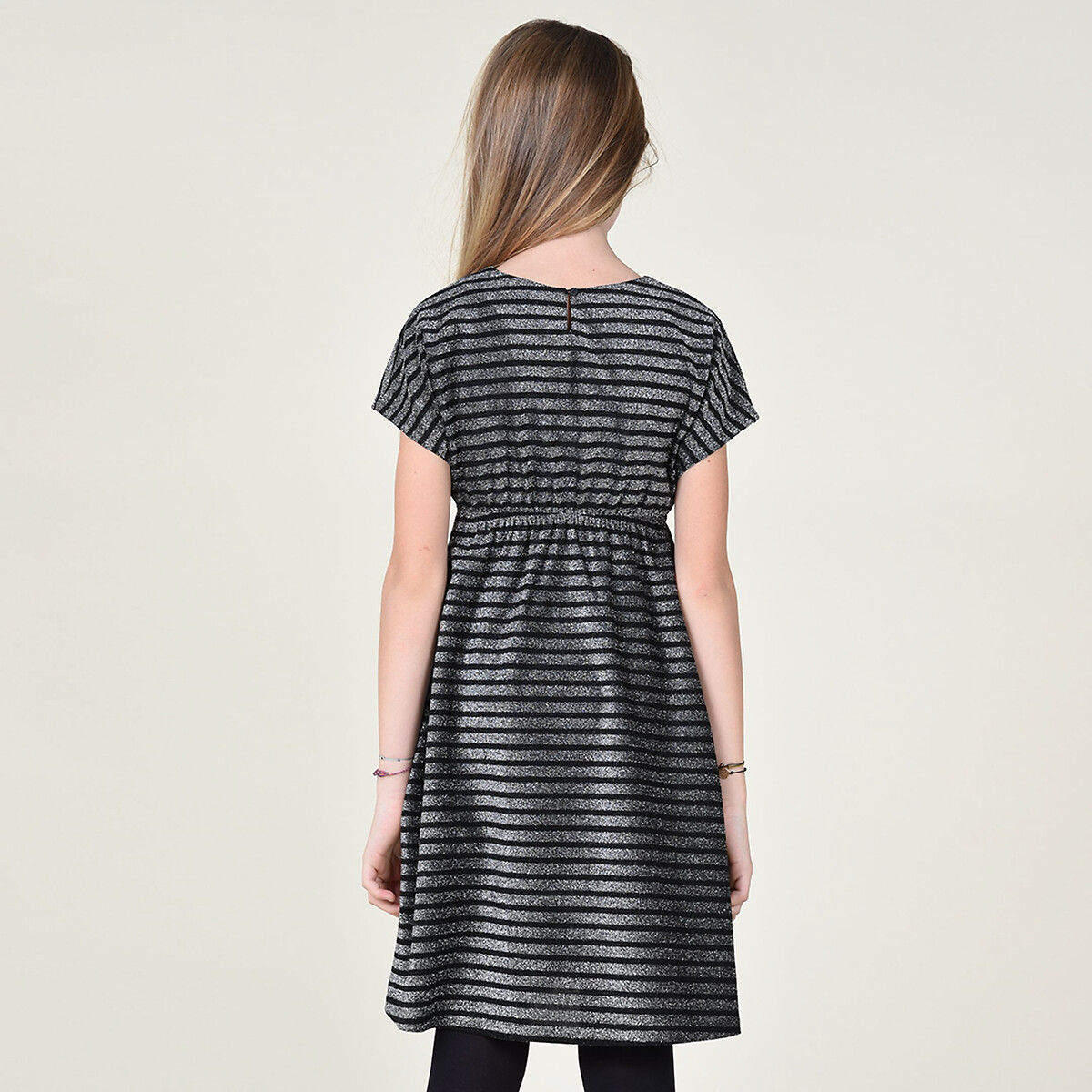 black and silver striped dress