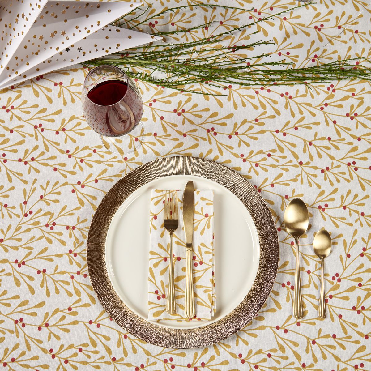 Lot de 2 Serviettes de table Gui D'or - 100% Coton, TRADITION DES VOSGES