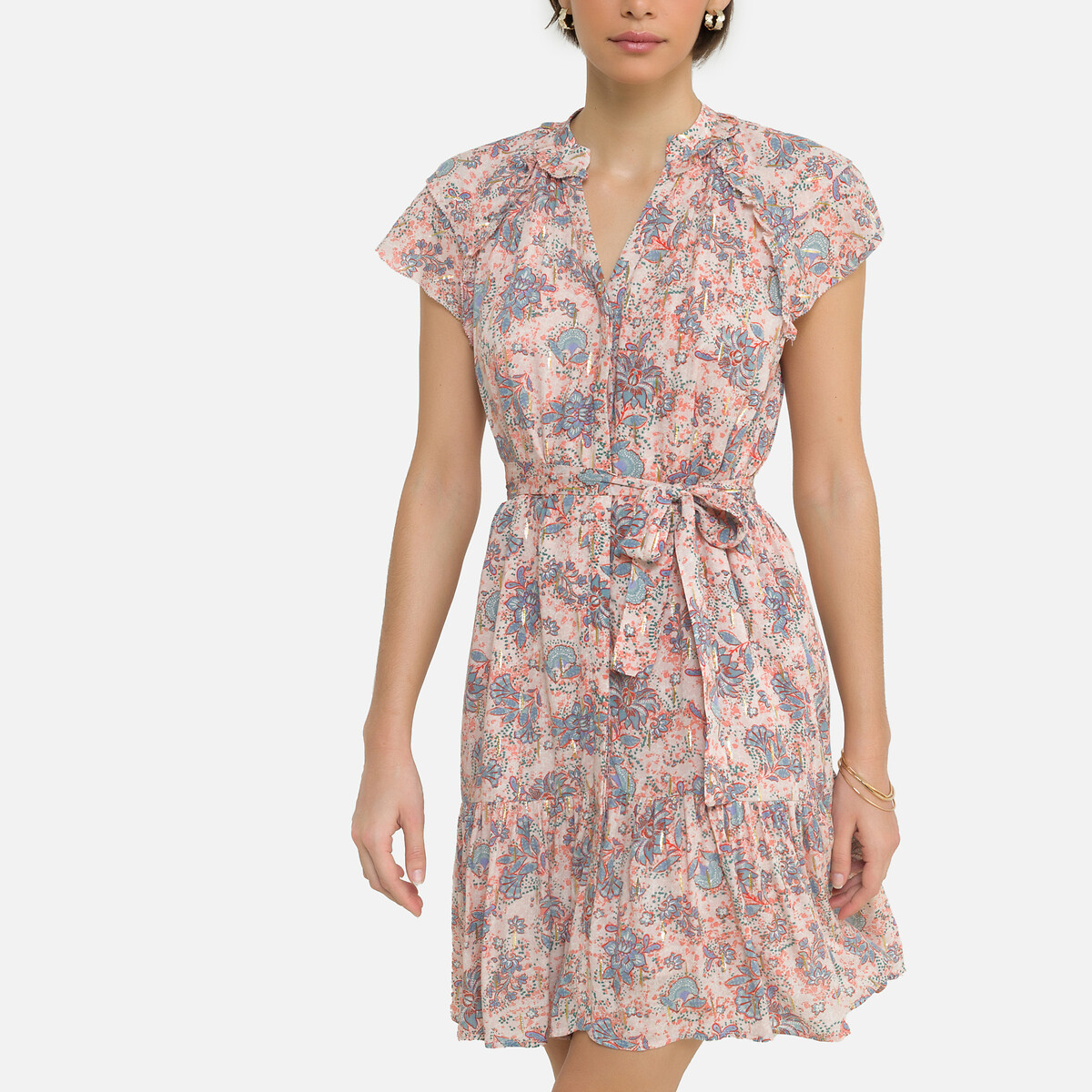 short sleeve floral mini dress