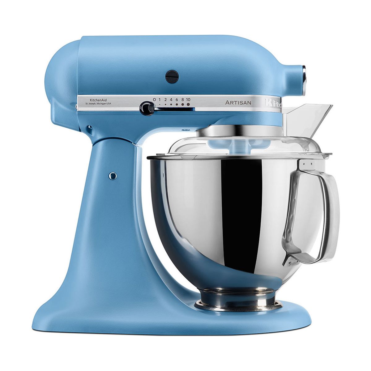 Robot pâtissier 5KSM175PSEVB bleu velvet, 4,8 L, bol avec poignée + bol 3 L, batteur souple et couvercle, KITCHENAID