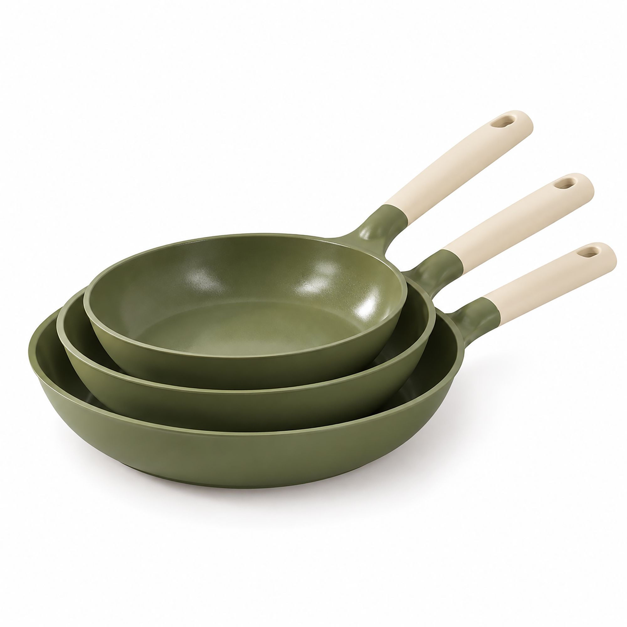Lot de 3 poêles 20/24/28cm en fonte d'aluminium, ANNA, MENASTYL