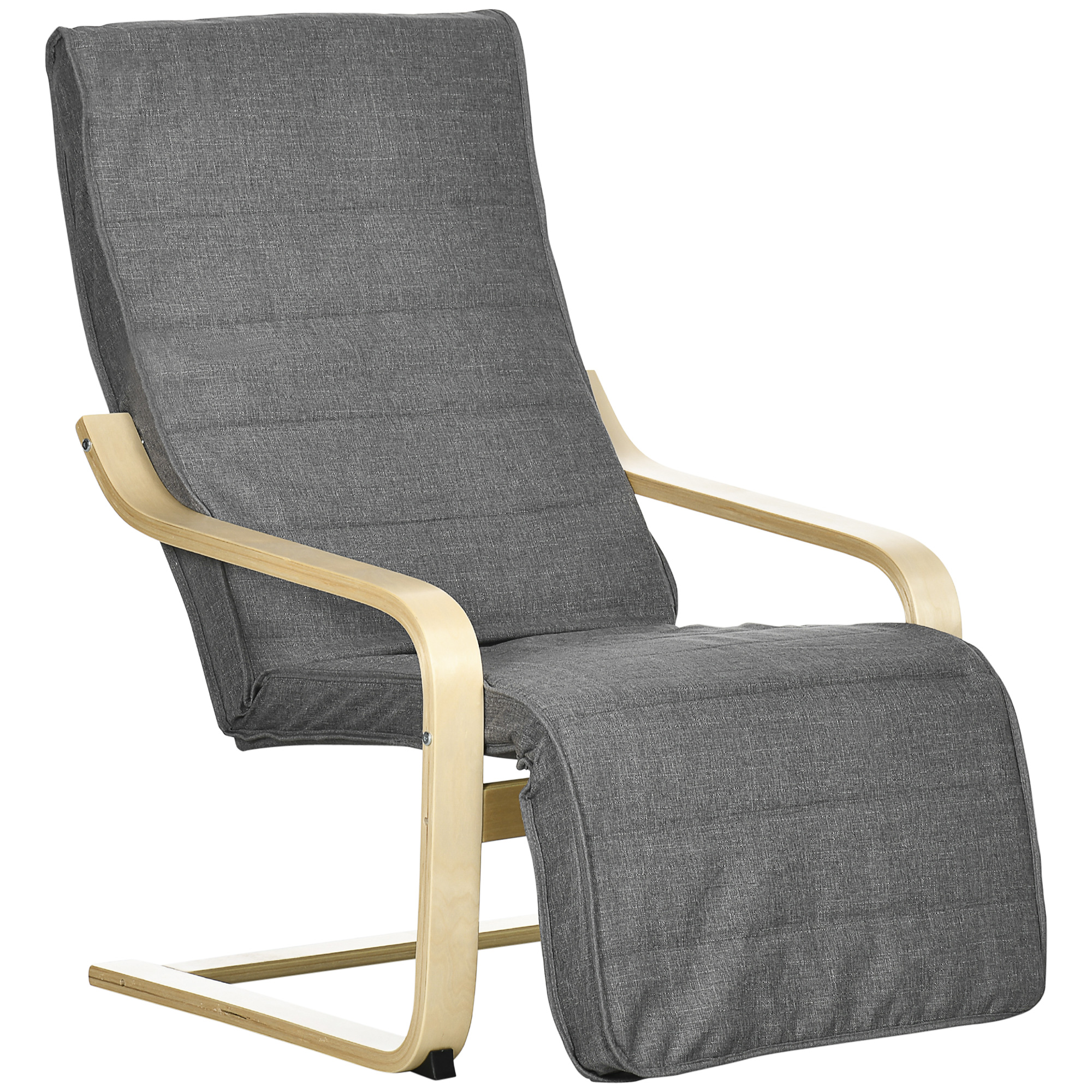 Accent Chair bois massif de bouleau Gris, HOMCOM
