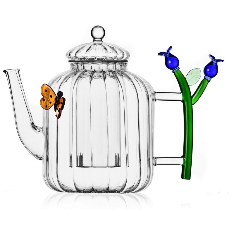 Théière verre papillon fleurs  BOTANICA, ICHENDORF
