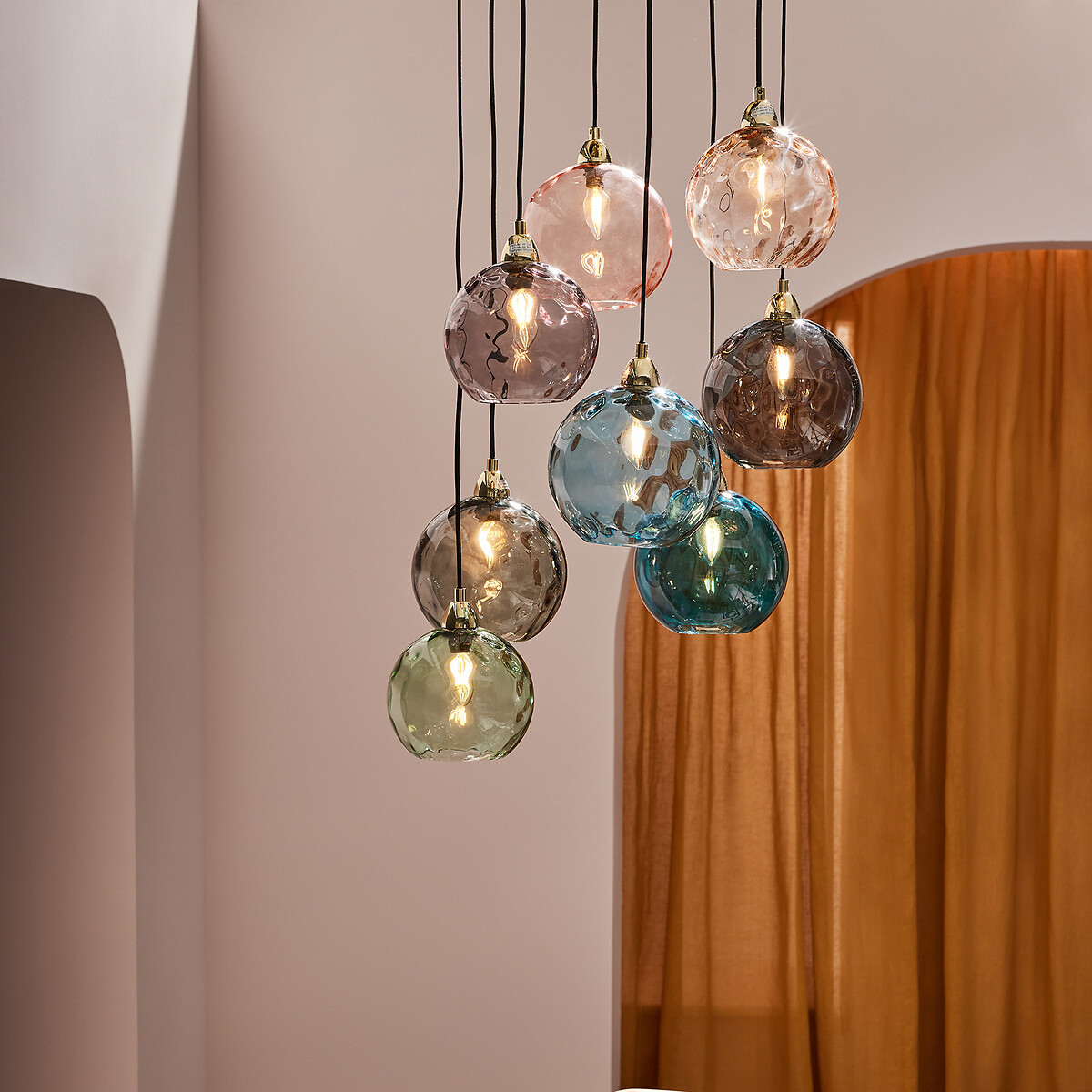 MADE.COM Ilaria 8-Light Swirl Glass Pendant Light, MADE