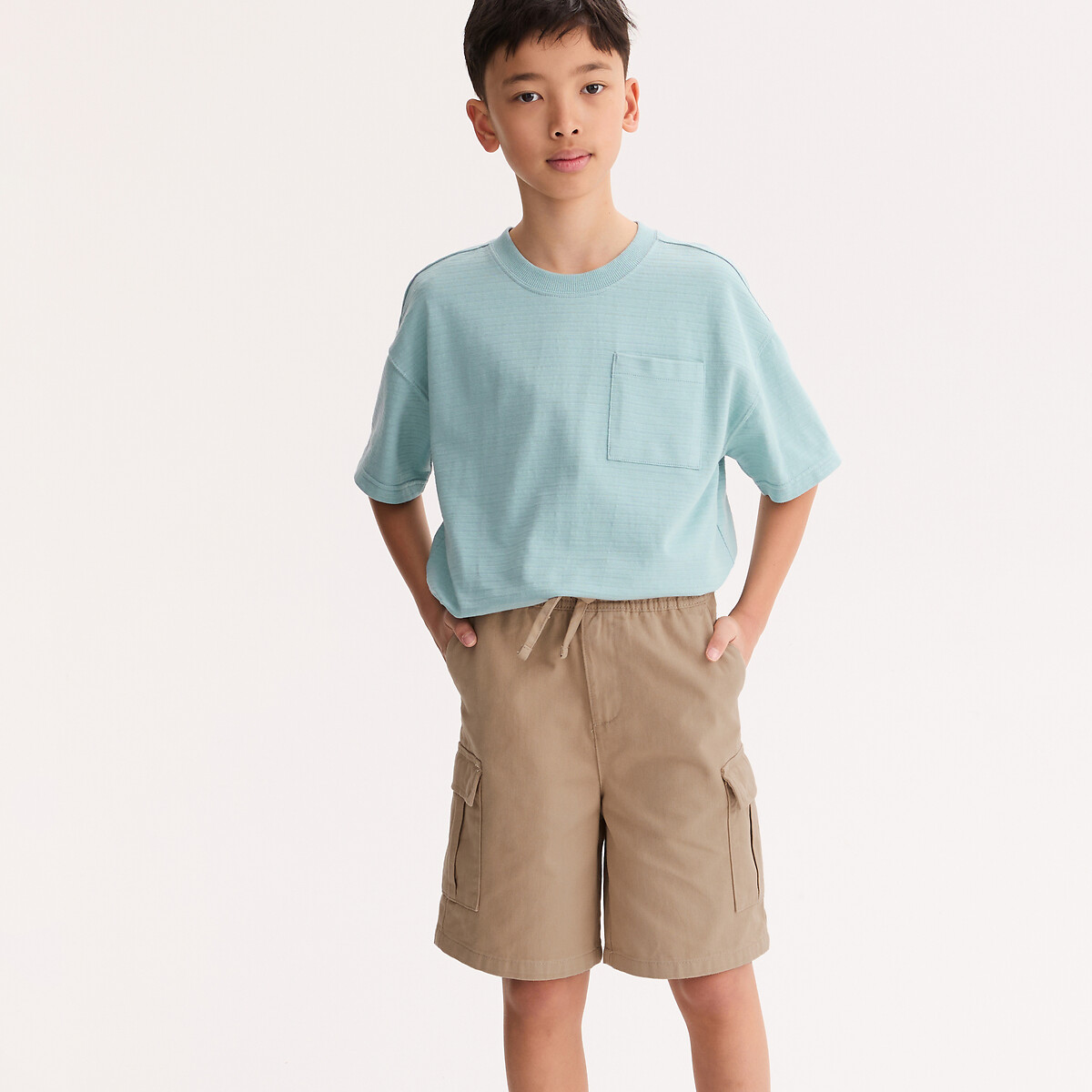 T-shirt col rond, manches courtes, avec poche poitrine, LA REDOUTE COLLECTIONS