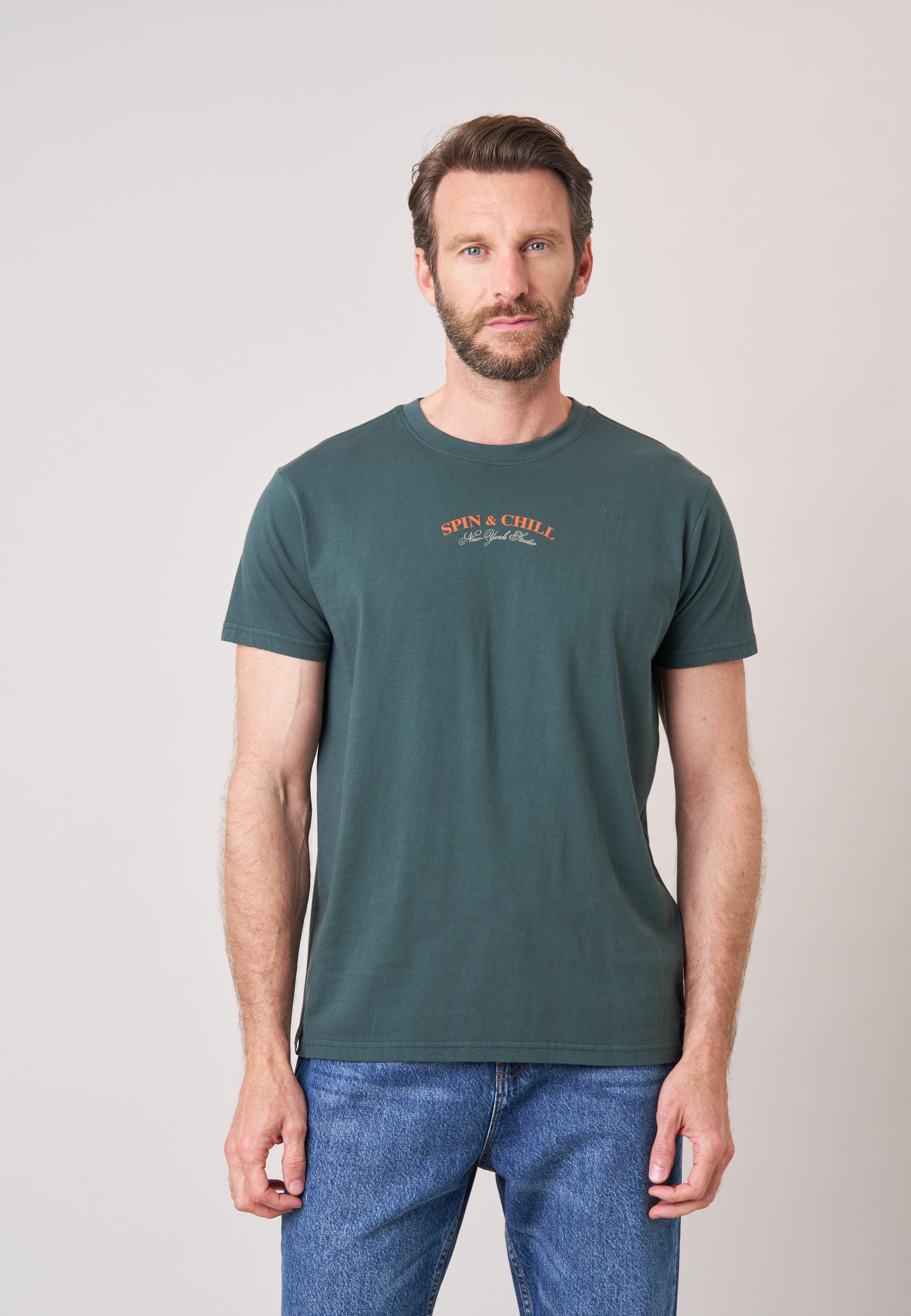 T-shirt confort homme en 100% coton imprimé platine vinyle SPIN, DEELUXE
