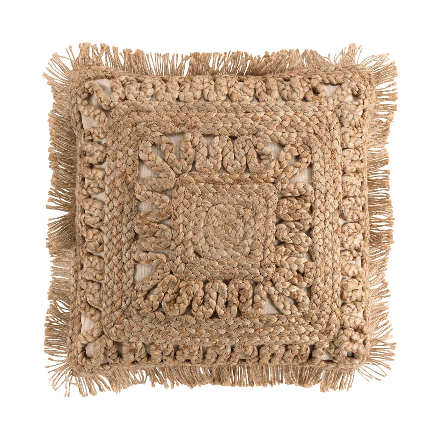 Coussin déhoussable en jute et coton, DOUCEUR D'INTÉRIEUR