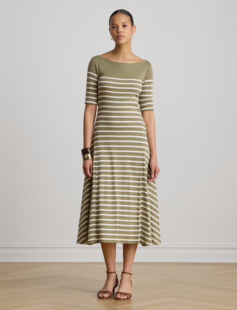 Robe midi, manches courtes, à rayures, LAUREN RALPH LAUREN