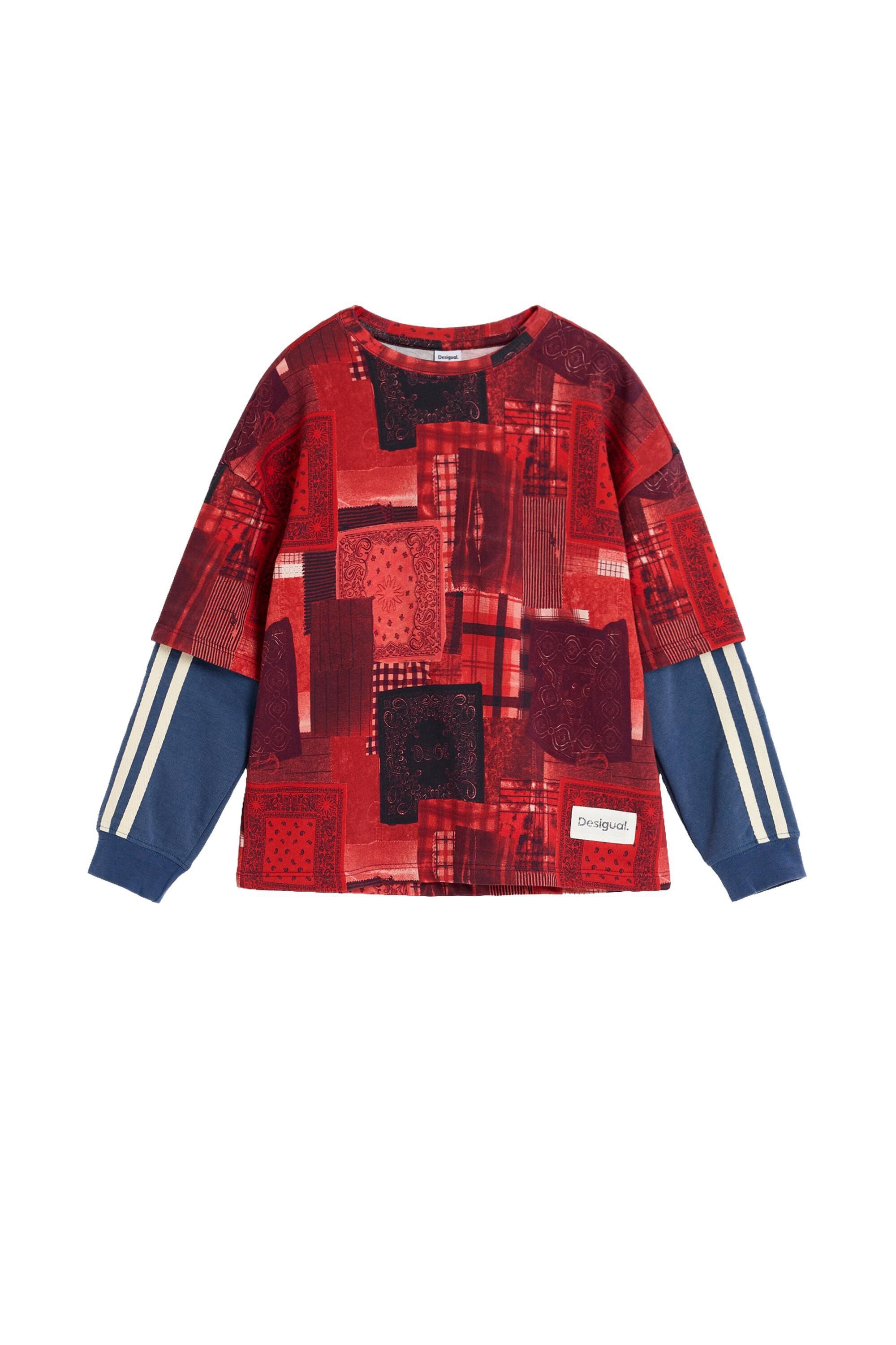 Sweat-shirt à manches doubles à carreaux, DESIGUAL
