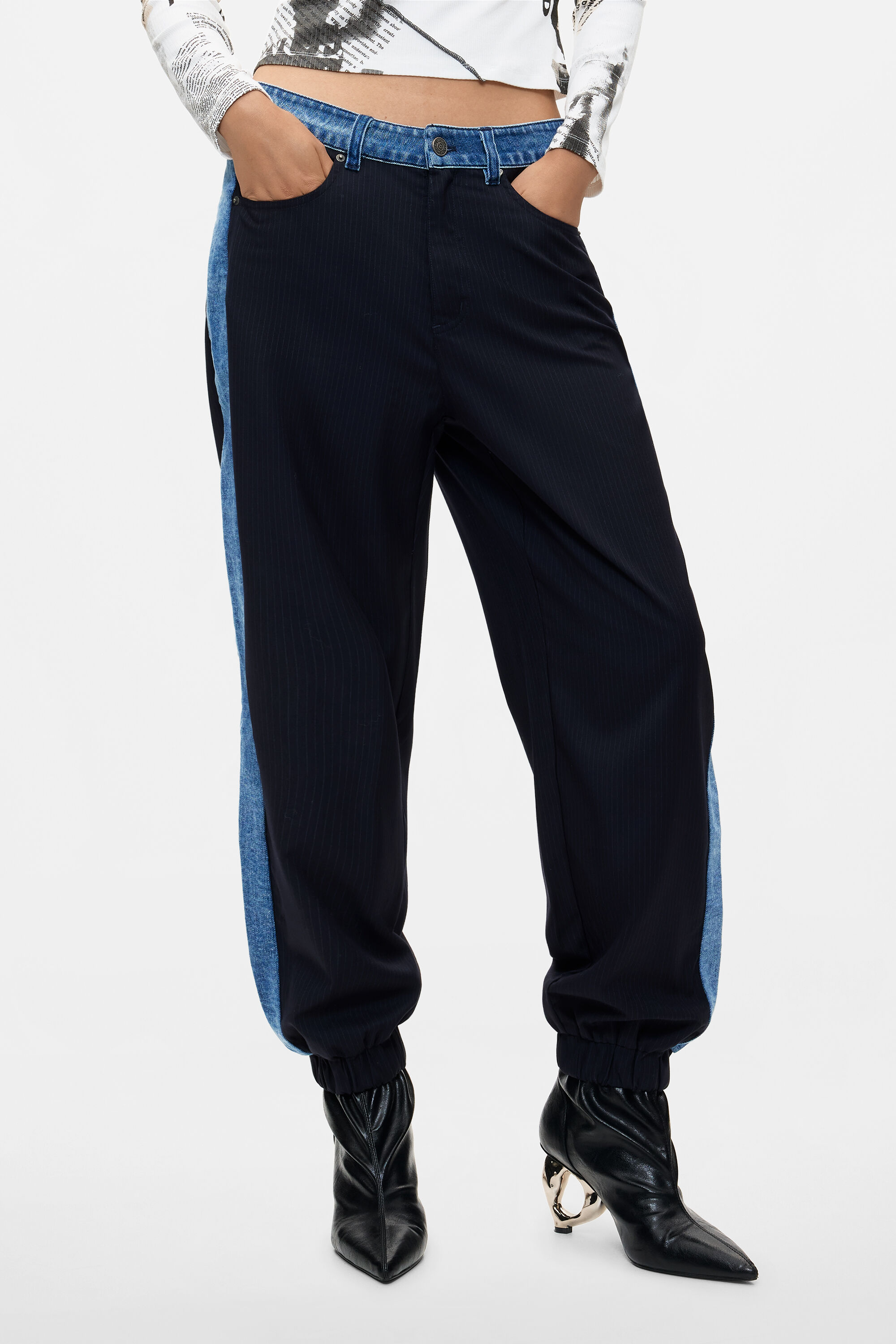 Pantalon jogger contrasté, DESIGUAL