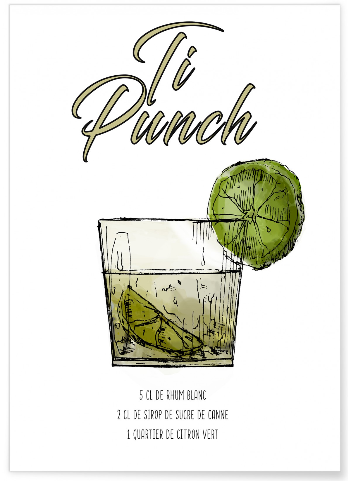 Affiche Cocktail Ti Punch, L'AFFICHERIE