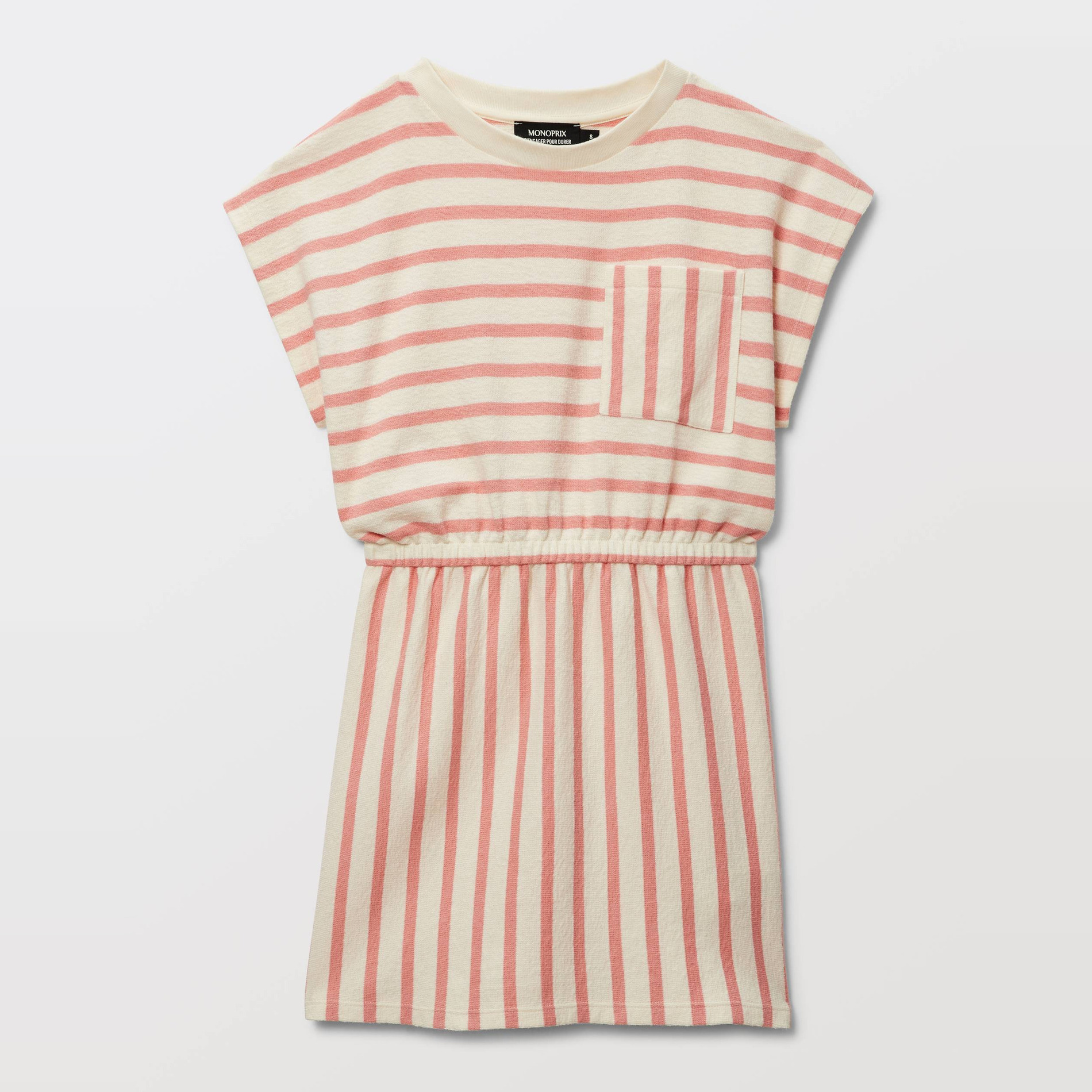 Robe rayée en coton, MONOPRIX