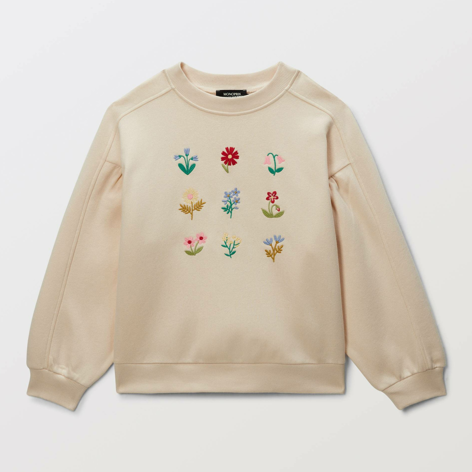 Sweat brodé en coton BIO GOTS, MONOPRIX